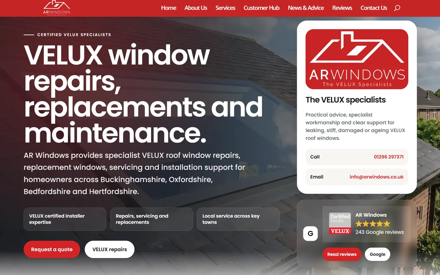 AR Windows website redesign by Stuart Gould Design