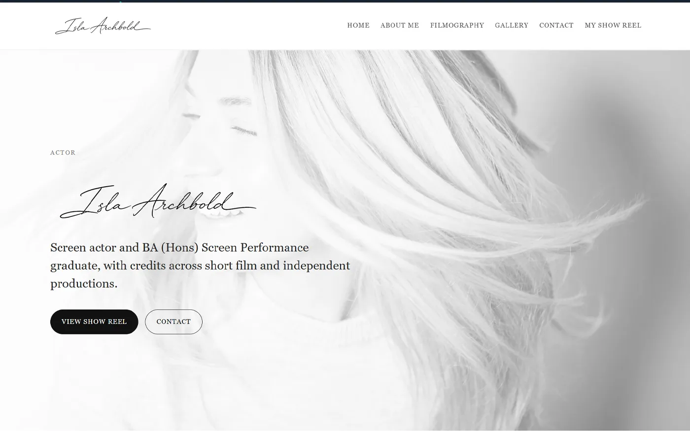 Isla Archbold personal brand website design by Stuart Gould Design